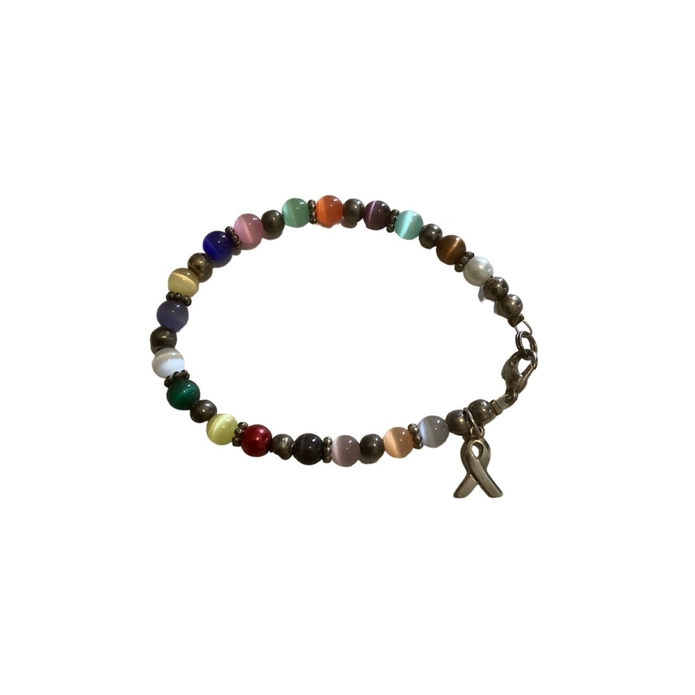 Cancer Awareness Rainbow Beaded Bracelet Renal Colon Pancreatic Breast Brain